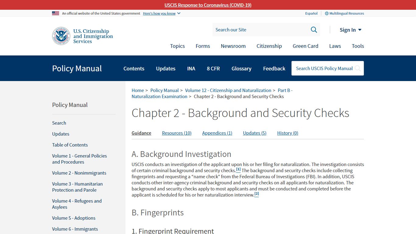 Chapter 2 - Background and Security Checks | USCIS